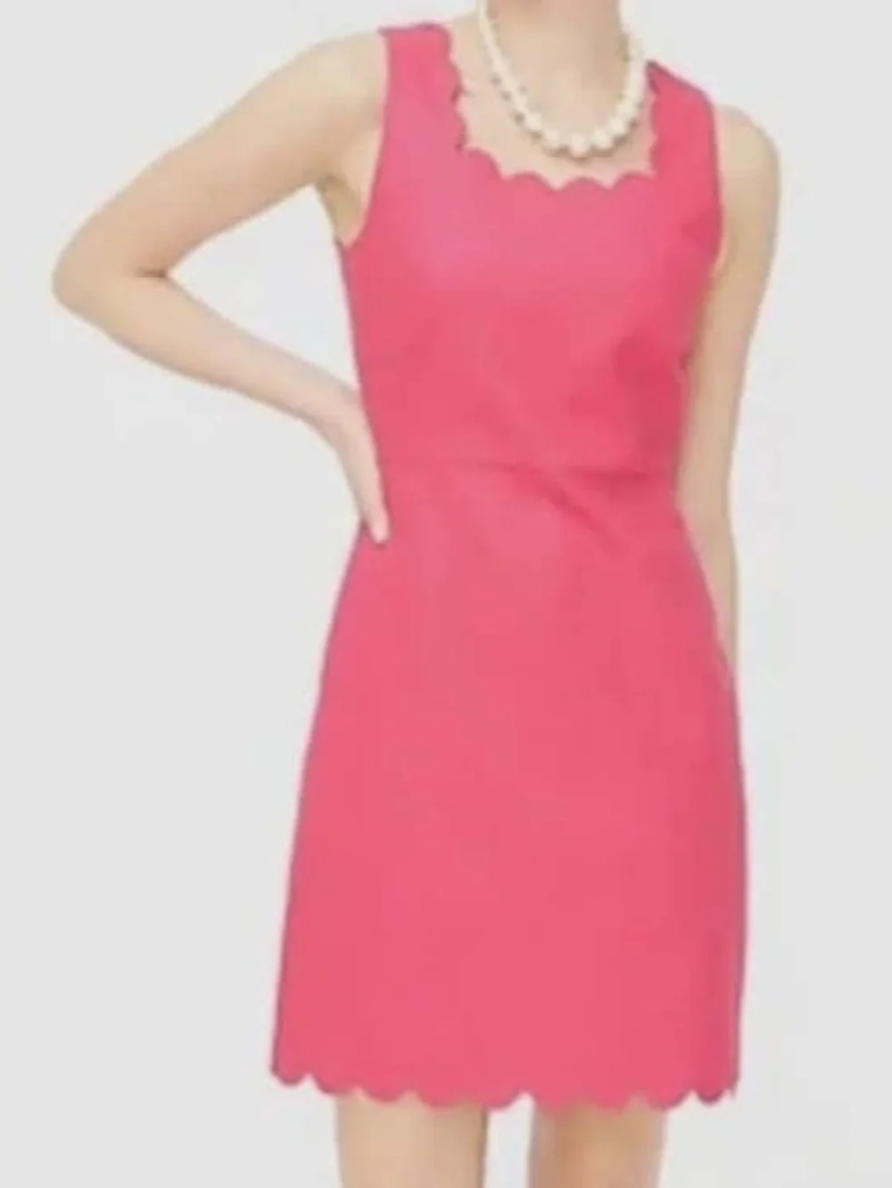 J. Crew Coral Sleeveless Scallop Trim Shift Dress